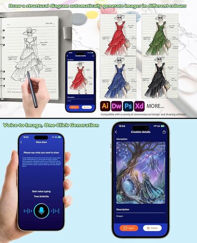 Digital Notebook with Pen Set smart Pen Enables Synchronized Handwriting, OCR to Text, Offline Storage, Audio Recording and Note Sharing, Compatible with iOS and Android in Saudi Arabia