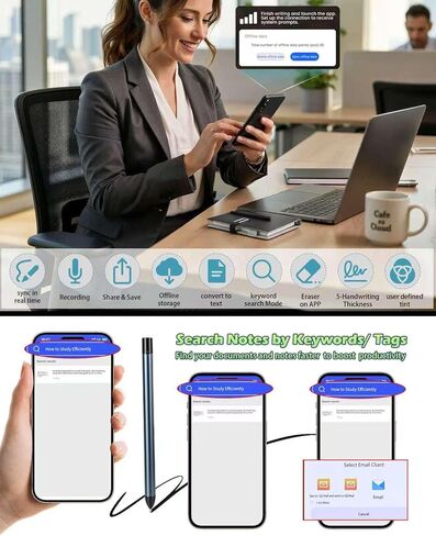 Digital Notebook with Pen Set smart Pen Enables Synchronized Handwriting, OCR to Text, Offline Storage, Audio Recording and Note Sharing, Compatible with iOS and Android in Saudi Arabia