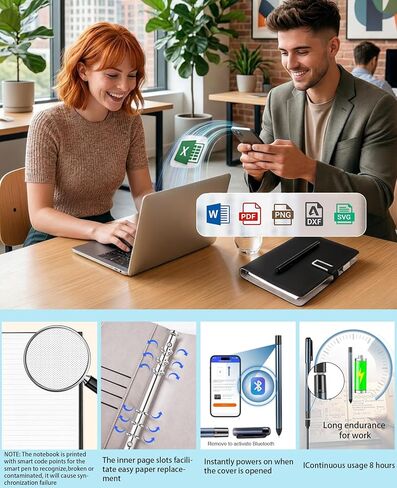 Digital Notebook with Pen Set smart Pen Enables Synchronized Handwriting, OCR to Text, Offline Storage, Audio Recording and Note Sharing, Compatible with iOS and Android in Saudi Arabia