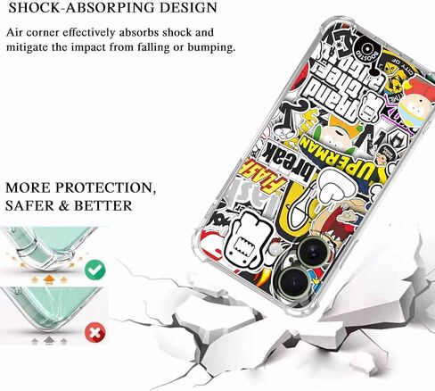 حافظة لهاتف iPhone 17 بتصميم ثقافة البوب، ملصق كرتوني جمالي على شكل قنبلة بوب آرت، غطاء هاتف ممتص للصدمات ناعم وشفاف من مادة TPU، 6.3 بوصات (Pop، 17) in Kuwait