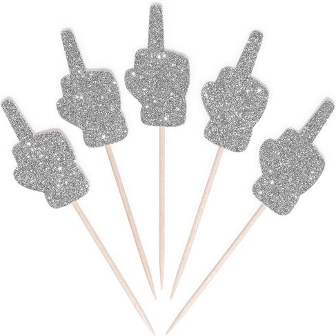 12 x Silver Middle finger Cupcake topper, Divorce Party cake decorations in Kuwait