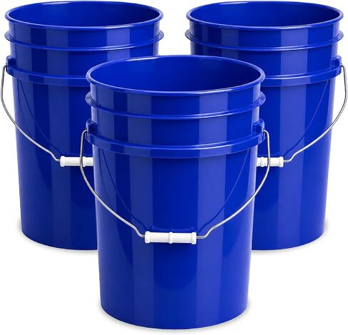 5 Gallon Bucket Only | Made in USA | Food Grade | Durable 90 Mil All Purpose Pail | BPA Free | Premium HPDE | Easy Stack and Store | Lids Not Included (White, 6) in Saudi Arabia