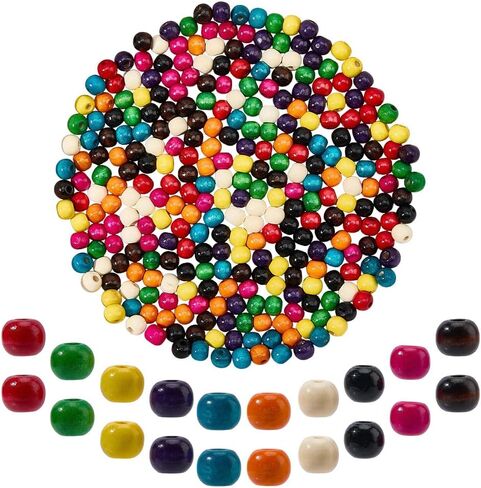 PH PandaHall 300pcs Colorful Wooden Beads, 10 Colors 10mm Painted Wood Beads Round Wood Spacer Beads with 4mm Large Hole for Jewelry Making Braiding Macrame DIY Craft Project Bird Swing in Saudi Arabia