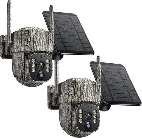 4G LTE Cellular Trail Camera 2 Pack, Auto Tracking Game Camera with SIM Card & Solar Panel, 2.5K HD Wireless Security Camera, No WiFi Needed, Motion Activated Waterproof Night Vision for Security in Saudi Arabia
