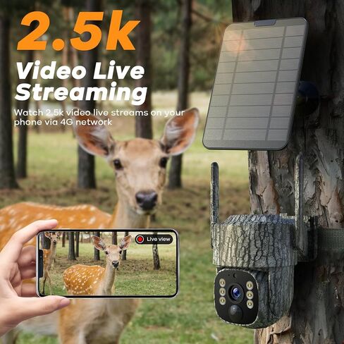 4G LTE Cellular Trail Camera 2 Pack, Auto Tracking Game Camera with SIM Card & Solar Panel, 2.5K HD Wireless Security Camera, No WiFi Needed, Motion Activated Waterproof Night Vision for Security in Saudi Arabia