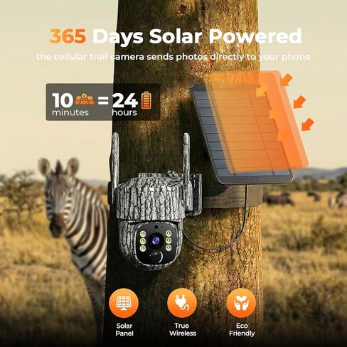 4G LTE Cellular Trail Camera 2 Pack, Auto Tracking Game Camera with SIM Card & Solar Panel, 2.5K HD Wireless Security Camera, No WiFi Needed, Motion Activated Waterproof Night Vision for Security in Saudi Arabia