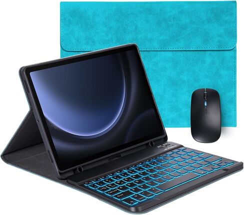 حافظة لوحة مفاتيح لجهاز Samsung Galaxy Tab S10 Lite/S10 FE/S9 FE 5G 10.9 بوصة/S9، ماوس ولوحة مفاتيح بإضاءة خلفية بـ 7 ألوان، حامل أقلام، قابل للفصل مغناطيسي، غطاء جلد PU ممتاز مع خاصية النوم/الاستيقاظ التلقائي، أخضر داكن in Kuwait
