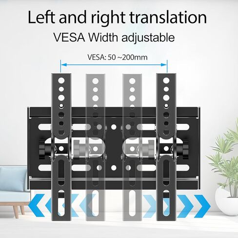 JOBZYP Tilt TV Wall Mount Bracket for 14-42 Flat Screen TVs & Monitors, 19 21 23 27 29 32 37 39 Inch Low Profile Universal Tilting TV Monitor Mount Fits 8" Wood Studs VESA 50x50-200x200mm Up to 55 LBS in Saudi Arabia
