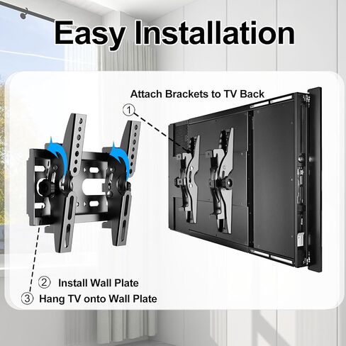 JOBZYP Tilt TV Wall Mount Bracket for 14-42 Flat Screen TVs & Monitors, 19 21 23 27 29 32 37 39 Inch Low Profile Universal Tilting TV Monitor Mount Fits 8" Wood Studs VESA 50x50-200x200mm Up to 55 LBS in Saudi Arabia