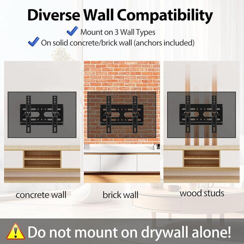 JOBZYP Tilt TV Wall Mount Bracket for 14-42 Flat Screen TVs & Monitors, 19 21 23 27 29 32 37 39 Inch Low Profile Universal Tilting TV Monitor Mount Fits 8" Wood Studs VESA 50x50-200x200mm Up to 55 LBS in Saudi Arabia