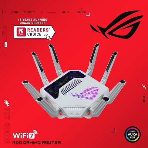 ASUS GT-BE19000AI Tri-Band WiFi 7 (802.11be) AI Gaming Router, 320MHz Bandwidth & 4096-QAM, MLO, Dual 10G Ports, AI Game Boost, Gaming Network, Aura RGB, AiMesh Support, Guest Network Pro in Saudi Arabia