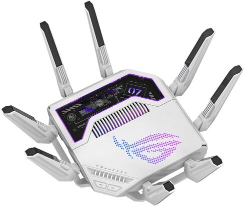 ASUS GT-BE19000AI Tri-Band WiFi 7 (802.11be) AI Gaming Router, 320MHz Bandwidth & 4096-QAM, MLO, Dual 10G Ports, AI Game Boost, Gaming Network, Aura RGB, AiMesh Support, Guest Network Pro in Saudi Arabia