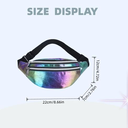 Neon Reflective Fanny Pack for Women - Trendy Laser Rainbow Waist Bag with Adjustable Strap (Colorful) in Saudi Arabia