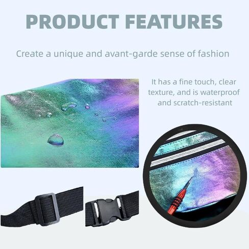 Neon Reflective Fanny Pack for Women - Trendy Laser Rainbow Waist Bag with Adjustable Strap (Colorful) in Saudi Arabia