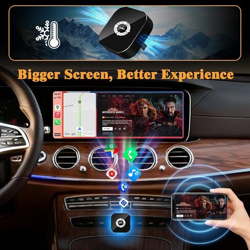 4 in 1 Screen Mirroring Wireless CarPlay Adapte, 2026 Upgraded Wired to Wireless for Apple CarPlay & Android Auto & AirPlay & MirrorLink, Mini USB Car Play Adapter with Type-C Extension, Plug and Play in Saudi Arabia