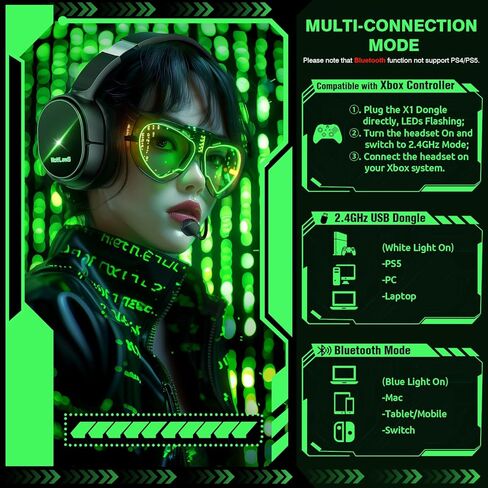 سماعة الألعاب اللاسلكية WolfLawS لأجهزة Xbox Series X|S وXbox One وPS5 والكمبيوتر الشخصي وسماعات الألعاب المزودة بتقنية Bluetooth وميكروفون إلغاء الضوضاء in Kuwait
