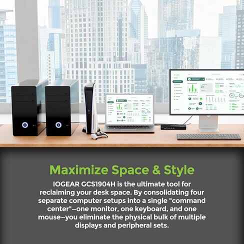IOGEAR 4-Port 4K KVM Switch with HDMI Connection, Control 4 Computers with one Monitor, Keyboard, & Mouse - up to 4096x2160 @60 Hz or 5120x1440 @60Hz - Windows, Mac, Linux, GCS1904H in Saudi Arabia