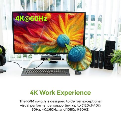 IOGEAR 4-Port 4K KVM Switch with HDMI Connection, Control 4 Computers with one Monitor, Keyboard, & Mouse - up to 4096x2160 @60 Hz or 5120x1440 @60Hz - Windows, Mac, Linux, GCS1904H in Saudi Arabia