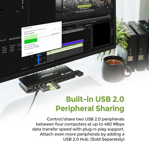 IOGEAR 4-Port 4K KVM Switch with HDMI Connection, Control 4 Computers with one Monitor, Keyboard, & Mouse - up to 4096x2160 @60 Hz or 5120x1440 @60Hz - Windows, Mac, Linux, GCS1904H in Saudi Arabia