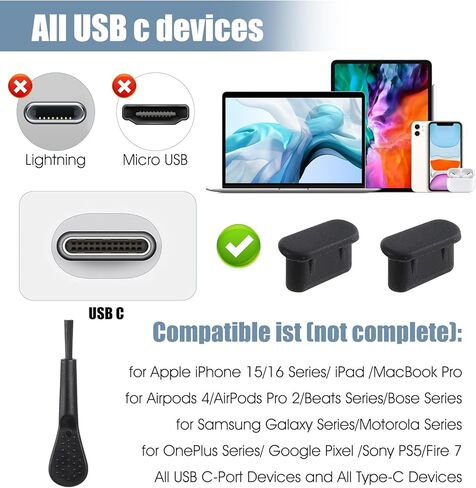 20PCS USB C Port Cover, 4-in-1 Silicone Anti Dust USB C Plug Cover Set, Charging Port Covers in Saudi Arabia