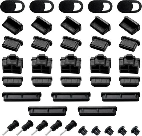 40PCS Silicone Anti-Dust Port Plugs – USB, USB-C, HDMI, RJ45, SD, Audio & Camera Covers for Laptops & Phones with Organizer Box (8 Port Types) in Saudi Arabia