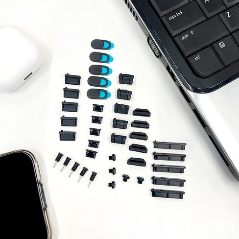40PCS Silicone Anti-Dust Port Plugs – USB, USB-C, HDMI, RJ45, SD, Audio & Camera Covers for Laptops & Phones with Organizer Box (8 Port Types) in Saudi Arabia