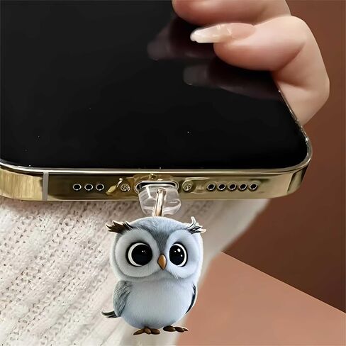 Cute Owl Dust Plug Acrylic Charms for electronic products,Type-C Charging Port Dust Plugs Pendant Compatible with E-Reader Phone Tablet, Gift for Christmas, Birthday, Anniversary Day in Saudi Arabia