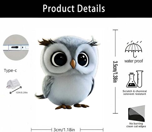 Cute Owl Dust Plug Acrylic Charms for electronic products,Type-C Charging Port Dust Plugs Pendant Compatible with E-Reader Phone Tablet, Gift for Christmas, Birthday, Anniversary Day in Saudi Arabia