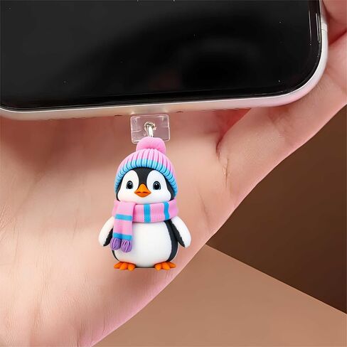 Cozy Winter Penguin Dust Plug Acrylic Charms for electronic products,Type-C Charging Port Dust Plugs Pendant Compatible with E-Reader Phone Tablet, Gift for Christmas, Birthday, Anniversary Day in Saudi Arabia
