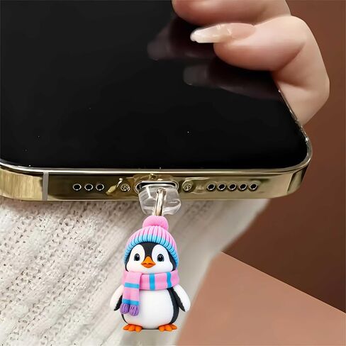 Cozy Winter Penguin Dust Plug Acrylic Charms for electronic products,Type-C Charging Port Dust Plugs Pendant Compatible with E-Reader Phone Tablet, Gift for Christmas, Birthday, Anniversary Day in Saudi Arabia