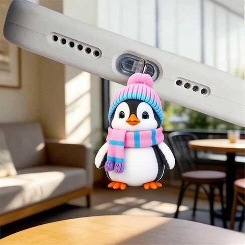 Cozy Winter Penguin Dust Plug Acrylic Charms for electronic products,Type-C Charging Port Dust Plugs Pendant Compatible with E-Reader Phone Tablet, Gift for Christmas, Birthday, Anniversary Day in Saudi Arabia