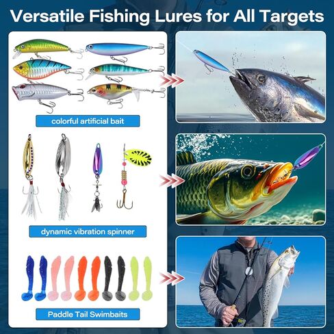 Fishing Tackle Box with Fishing Lures,Fishing Gifts for Men,Trout Fishing Lures Kit-Pliers,Topwater Lures,Hooks,Fishing Swivel,Spinnerbaits,Saltwater & Freshwater Fishing Gear and Equipment in Saudi Arabia