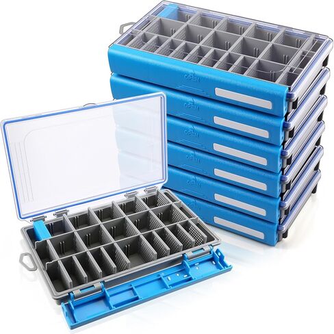Junkin 6 Pack 3600 Fishing Tackle Boxes Waterproof, High-vis Blue Lure Organizer Trays with Removable Dividers, Airtight Bait Storage Case for Bass Fishing Backpacks & Kayak Gear Accessories in Saudi Arabia