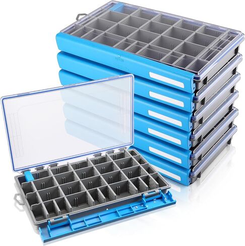Junkin 6 Pack 3600 Fishing Tackle Boxes Waterproof, High-vis Blue Lure Organizer Trays with Removable Dividers, Airtight Bait Storage Case for Bass Fishing Backpacks & Kayak Gear Accessories in Saudi Arabia