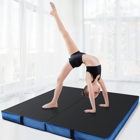 Giantex 4' x 4' Folding Gymnastics Mat with Carry Handles, Bio-Folding Tumbling Mat for Kids & Cheerleading in Saudi Arabia