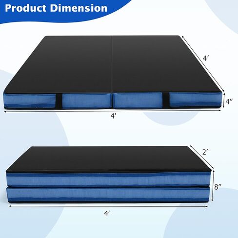 Giantex 4' x 4' Folding Gymnastics Mat with Carry Handles, Bio-Folding Tumbling Mat for Kids & Cheerleading in Saudi Arabia
