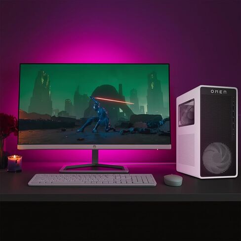 كمبيوتر مكتبي HP Omen 16L 5060 للألعاب، Intel Ultra 7 265F، Geforce RTX 5060، ذاكرة الوصول العشوائي DDR5 سعة 32 جيجابايت، 1 تيرابايت SSD، محور OMEN، يدعم 3 شاشات 4K، HDMI، حزمة لوحة مفاتيح Thunderobot، Windows 11 Home، أبيض in Kuwait