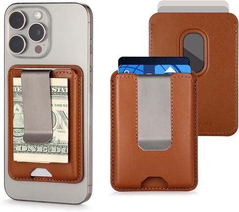 For Magsafe Wallet with Money Clip, Mens Minimalist Wallet 2-3 Cards, Leather Strongest Magnetic Wallet for iPhone 17/16/15/14/13/12 Series, RFID Blocking Card Wallet (Black) in Saudi Arabia