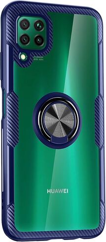 حافظة SORAKA شفافة مع حامل حلقي لهاتف Huawei P40 Lite 4G، غطاء صلب شفاف من البولي كربونات، لوحة معدنية لحامل هاتف السيارة المغناطيسي in Kuwait