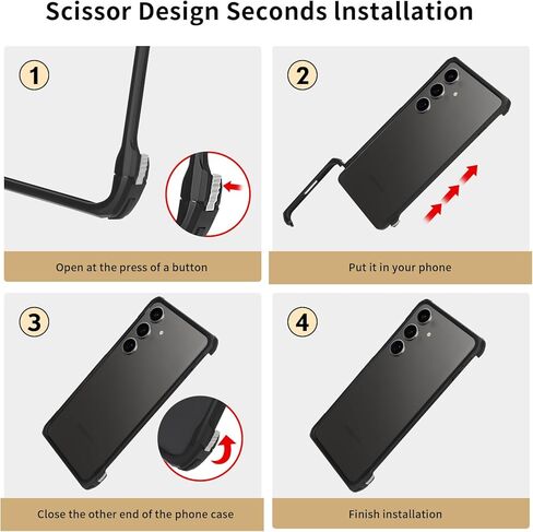 for Galaxy S25 FE Metal Bumper Case Frameless, Slim Fit No Back No Frame Backless Metal Bumper 4 Corners Shockproof Wireless Charging Compatible Heavy Duty Protection (Black) in Saudi Arabia