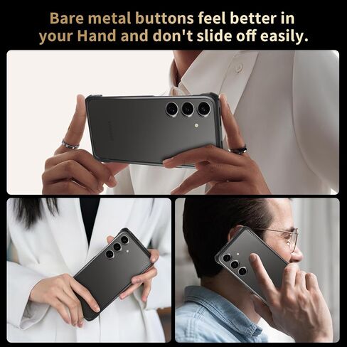 for Galaxy S25 FE Metal Bumper Case Frameless, Slim Fit No Back No Frame Backless Metal Bumper 4 Corners Shockproof Wireless Charging Compatible Heavy Duty Protection (Black) in Saudi Arabia