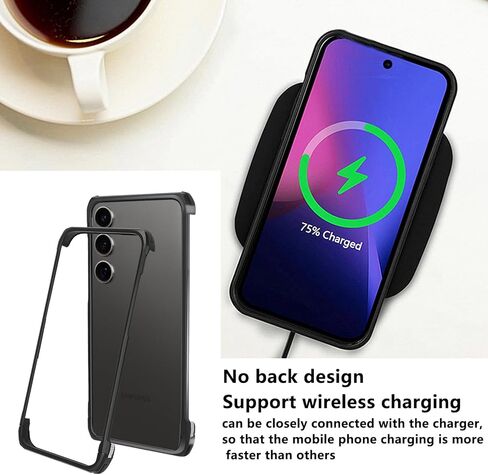 for Galaxy S25 FE Metal Bumper Case Frameless, Slim Fit No Back No Frame Backless Metal Bumper 4 Corners Shockproof Wireless Charging Compatible Heavy Duty Protection (Black) in Saudi Arabia