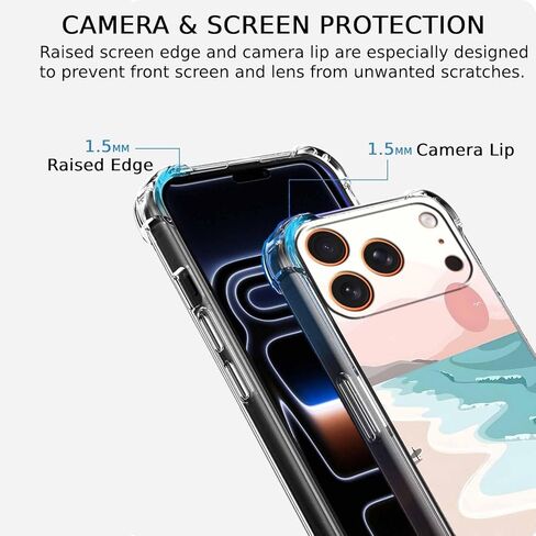حافظة لهاتف iPhone 17 Pro بتصميم بسيط، نمط غروب الشمس الجمالي على الشاطئ من Boho Summer Beach، غطاء هاتف ممتص للصدمات ناعم وشفاف، 6.3 بوصات (الشاطئ، 17Pro) in Kuwait