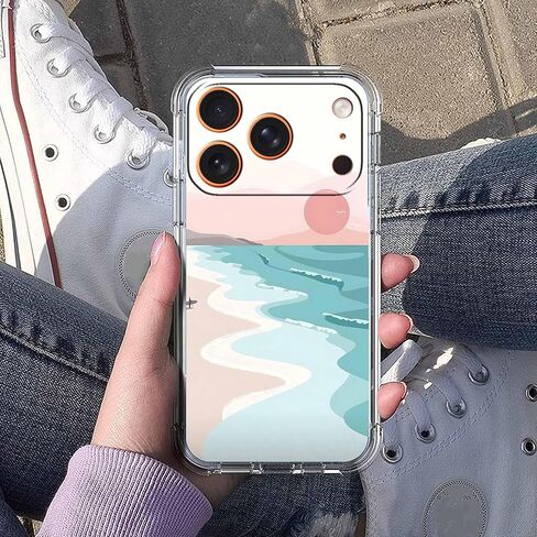 حافظة لهاتف iPhone 17 Pro بتصميم بسيط، نمط غروب الشمس الجمالي على الشاطئ من Boho Summer Beach، غطاء هاتف ممتص للصدمات ناعم وشفاف، 6.3 بوصات (الشاطئ، 17Pro) in Kuwait