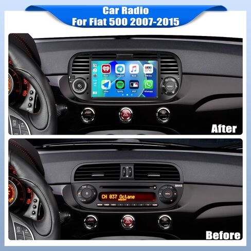 [4+64g] ستريو سيارة Android 8-Core لـ Fiat 500 2007-2015 مع Carplay و Android Auto ، وراديو سيارة 7 بوصة مع رابط المرآة Bluetooth FM/RDS WiFi GPS SWC Dual USB+AHD Camera in Kuwait