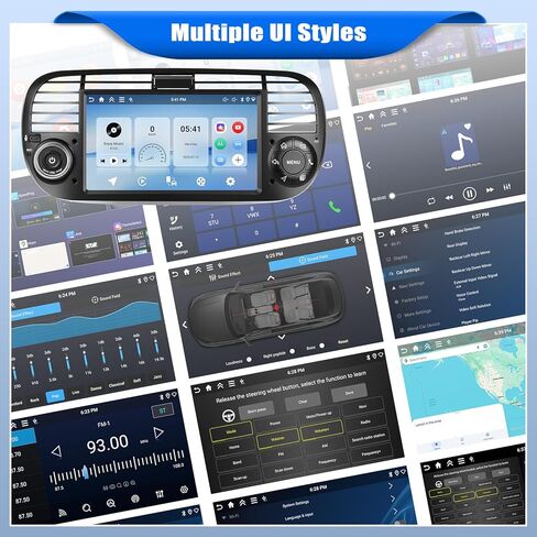 [4+64g] ستريو سيارة Android 8-Core لـ Fiat 500 2007-2015 مع Carplay و Android Auto ، وراديو سيارة 7 بوصة مع رابط المرآة Bluetooth FM/RDS WiFi GPS SWC Dual USB+AHD Camera in Kuwait