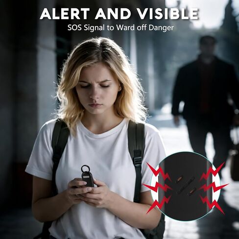 Personal Safety Alarm for Women – 135dB Loud Siren & Strobe Light, Anti-Loss Locking Pin, Rechargeable USB-C, Keychain Design, Works with Apple Find My, for Women/Kids/Seniors – Black in Saudi Arabia