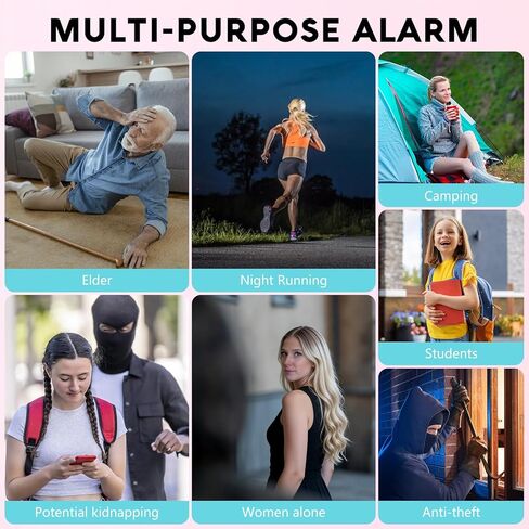 Personal Safety Alarm for Women – 135dB Loud Siren & Strobe Light, Anti-Loss Locking Pin, Rechargeable USB-C, Keychain Design, Works with Apple Find My, for Women/Kids/Seniors – Black in Saudi Arabia