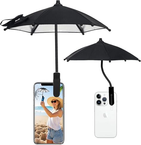 Mini Clip-on Phone Umbrella for Sun Flexible Adjustable Handle, Cell Phone Umbrellas Sun Shade Protects from Sunlight and Glare, Universal Fit for All Smartphones, Pink in Saudi Arabia