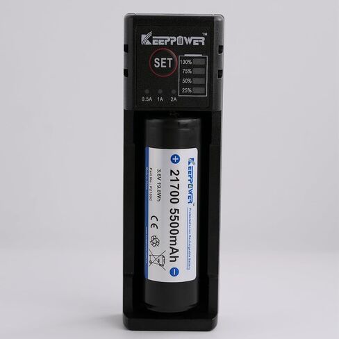 بطارية Keeppower 21700 محمية P2155C 3.6 فولت 5500 مللي أمبير قابلة لإعادة الشحن مع مجموعة شاحن بطارية K1 1-Bay USB-C in Kuwait